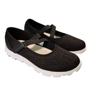 Propet Women's Mary Jane Walking Shoe Sneakers Black Fabric Size 8 Narrow